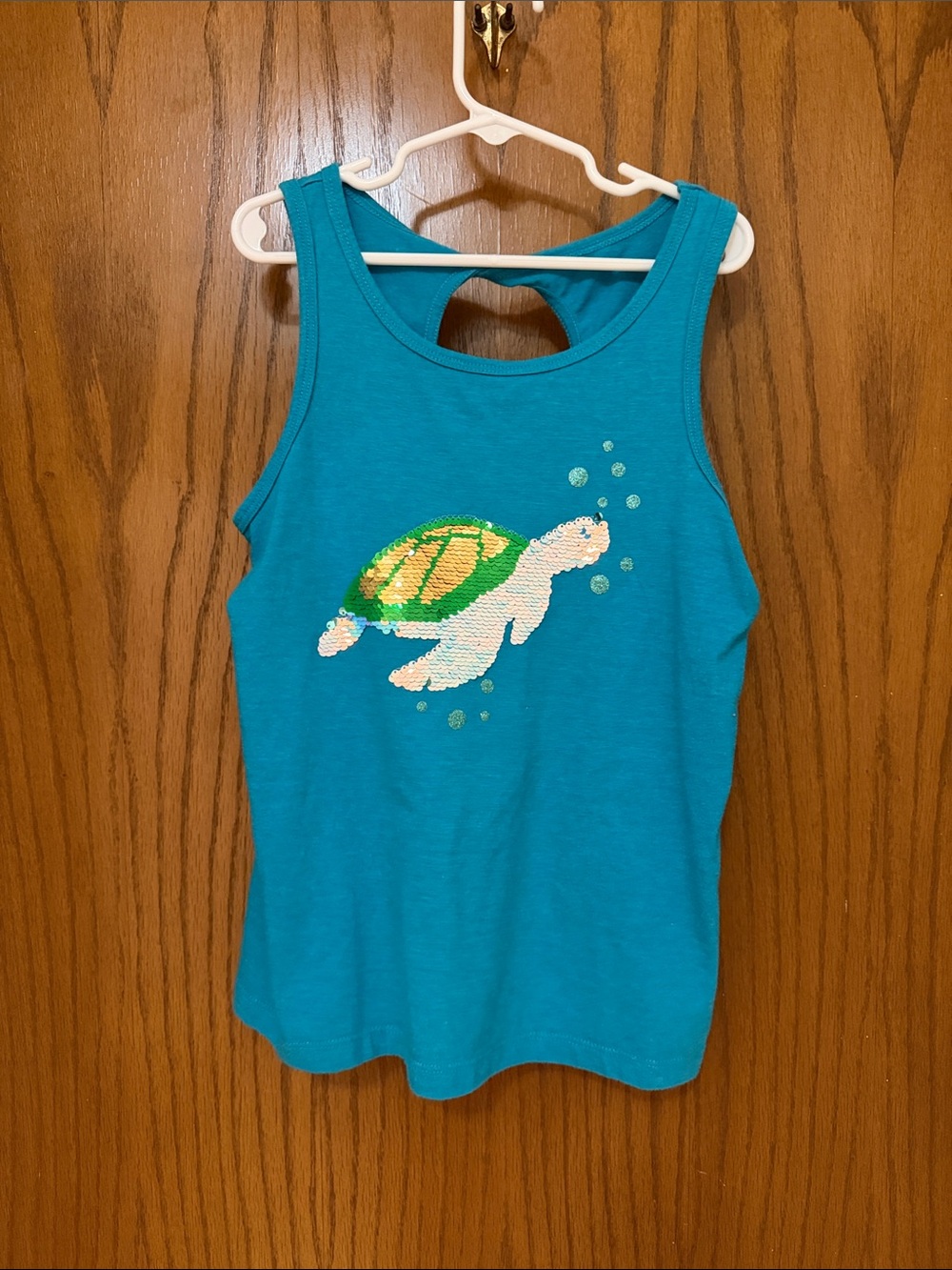 Cat & Jack Teal Girls Tank with Sequin Sea Turtle - Picture 10 of 10